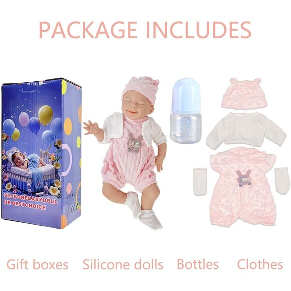 🆕18Inch Realistic Full Body Silicone Reborn ivory White Baby Girl Smiling Dolls - Picture 10 of 12